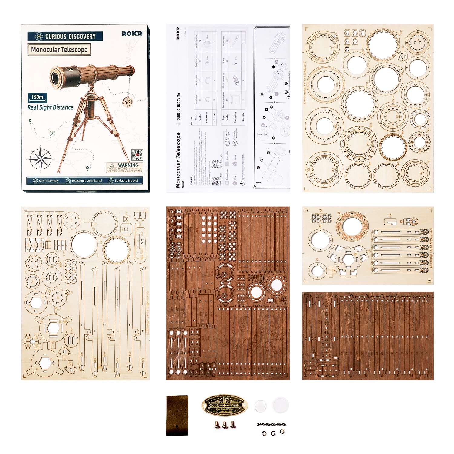 Maqueta Telescopio Monocular de Robotime. Maquetas de madera para construir.