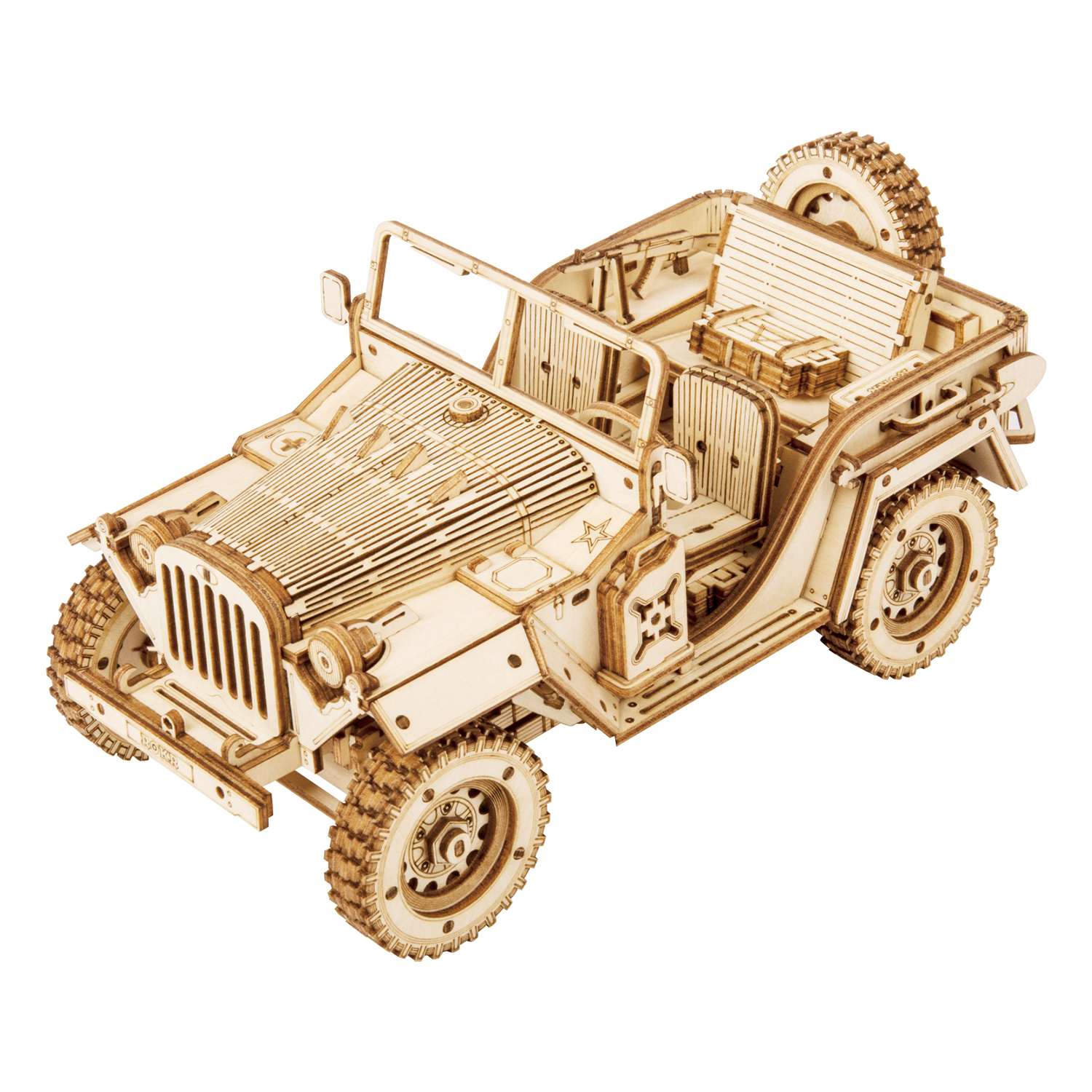 Maqueta Army Jeep de Robotime. Maquetas de madera para construir.