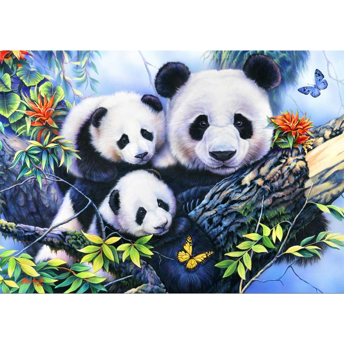 Puzzle Bluebird Familia Panda de 1000 piezas