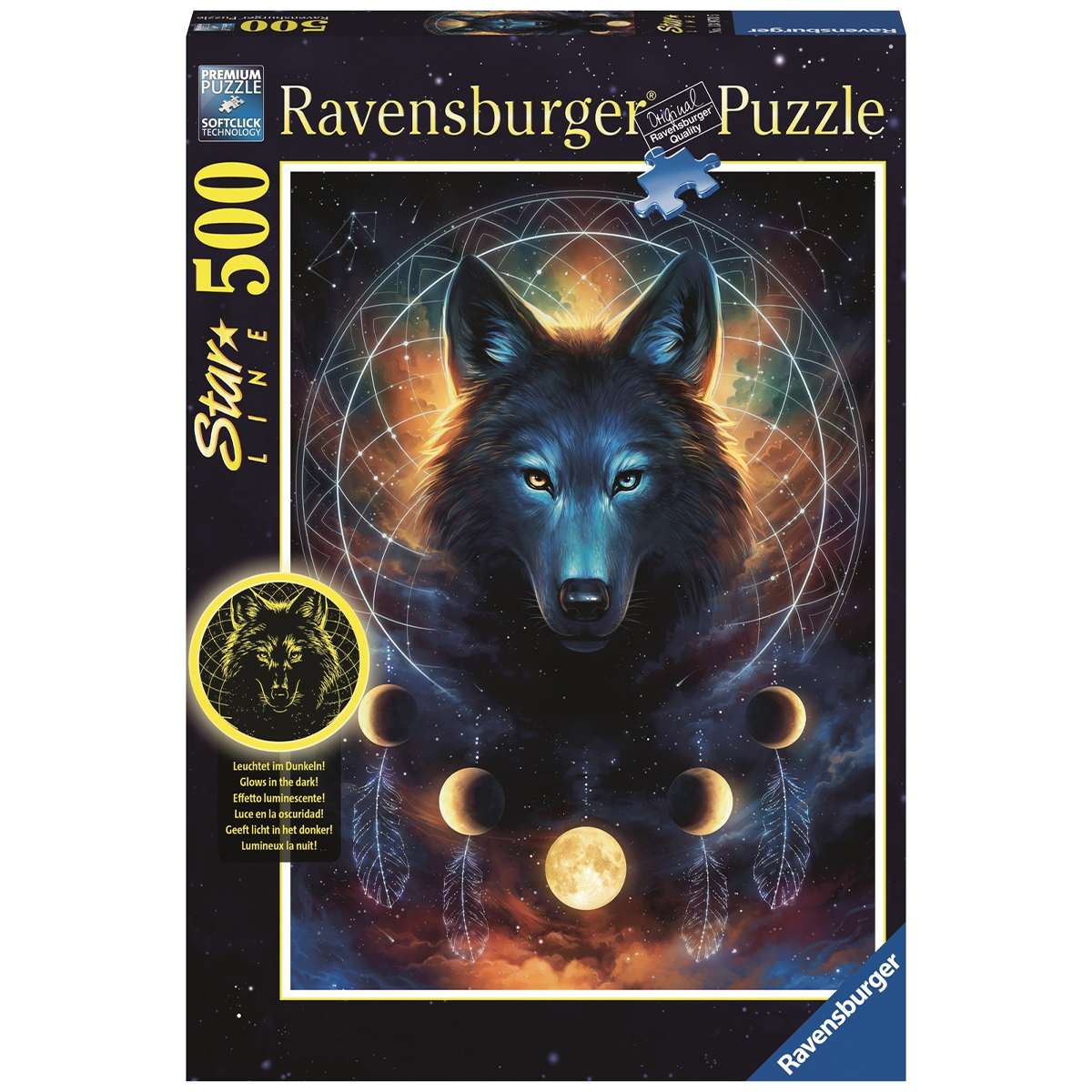 Puzzle Ravensburger Lobo Negro Fosforescente de 500 piezas XXL