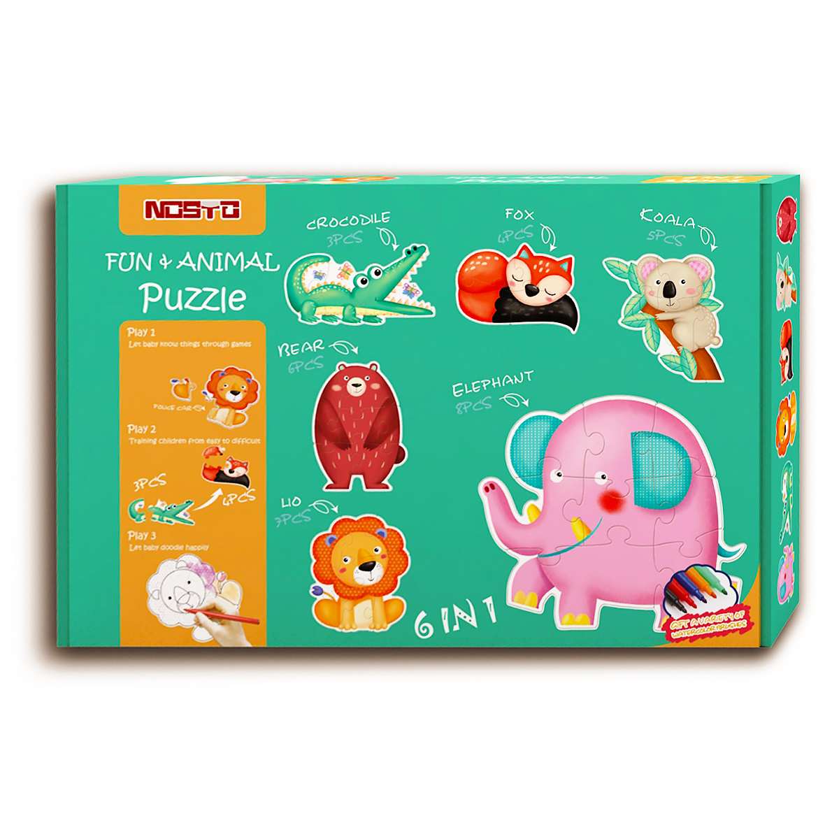 6 Puzzles Animales del Bosque de 3-4-5-6-7 y 8 piezas