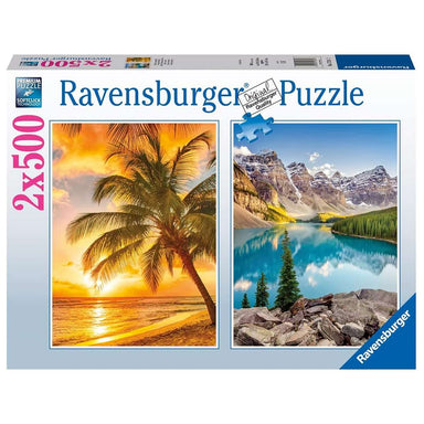 2 Puzzles Ravensburger Mar y Montaña de 500 piezas