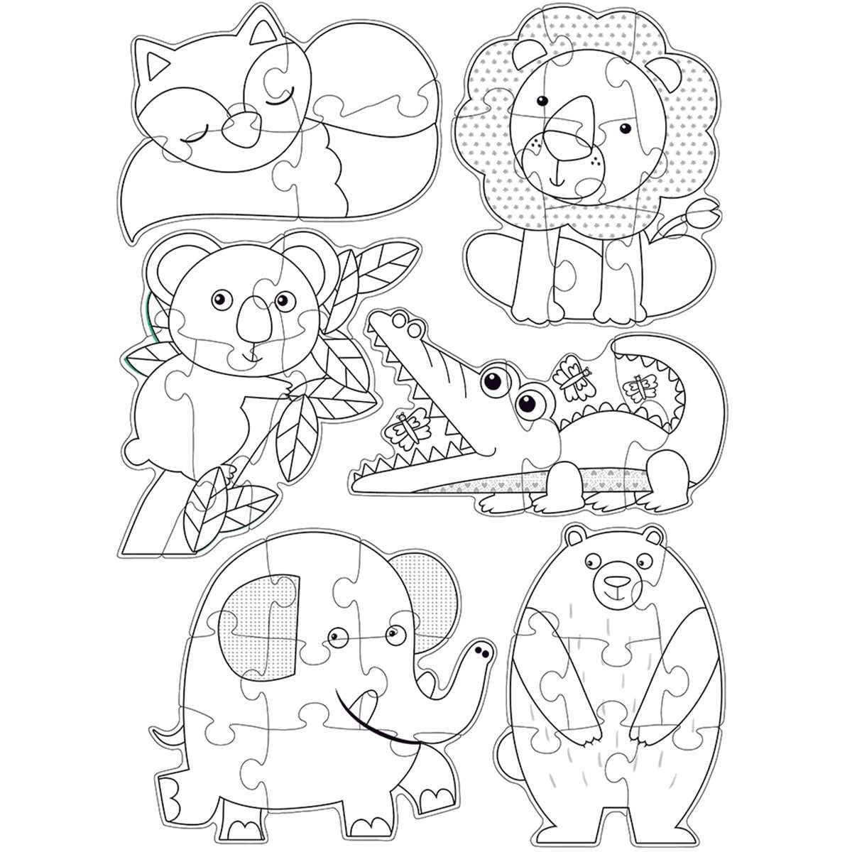 6 Puzzles Animales del Bosque de 3-4-5-6-7 y 8 piezas