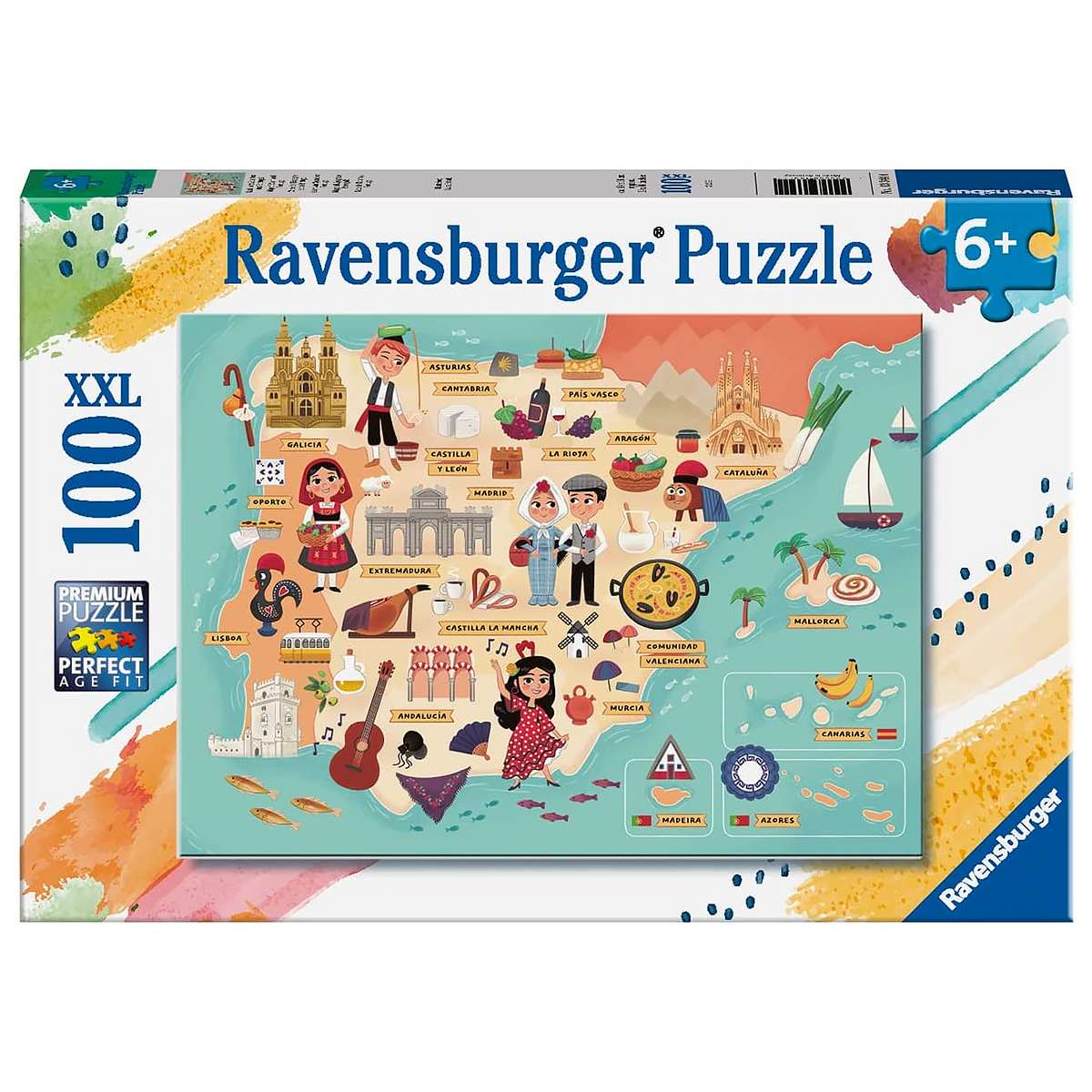 Puzzle Ravensburger Mapa de España y Portugal de 100 piezas XXL