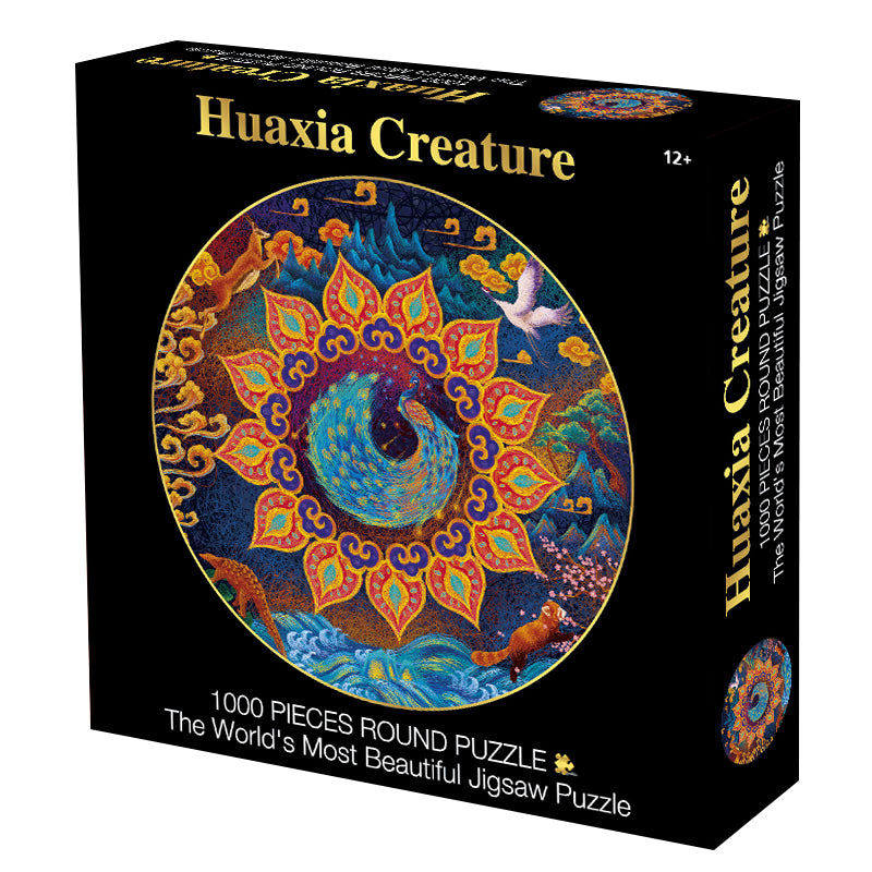 Puzzle Redondo Mandala Peacock de 1000 piezas