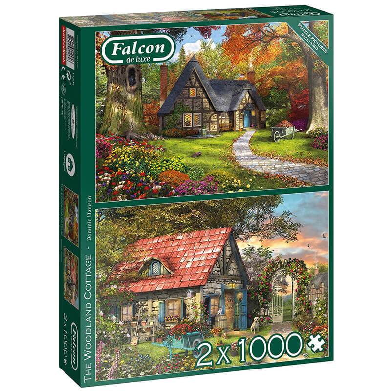 2 Puzzles Falcon Casas en el Bosque de 1000 piezas