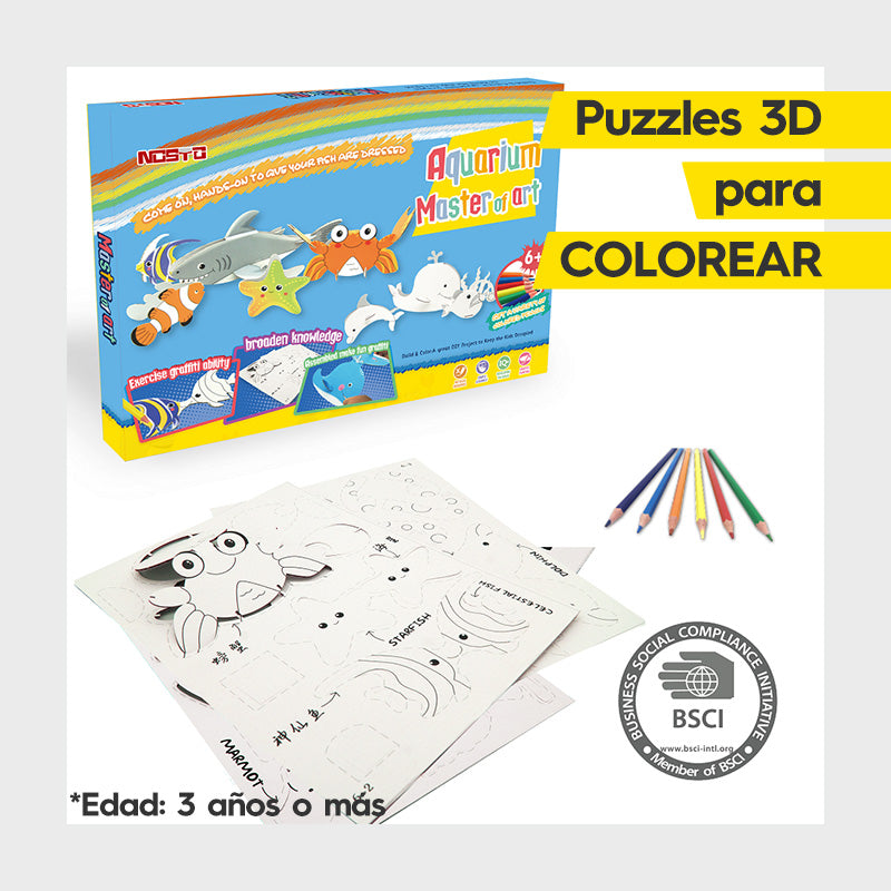 Aquarium Puzzle 3D para Colorear