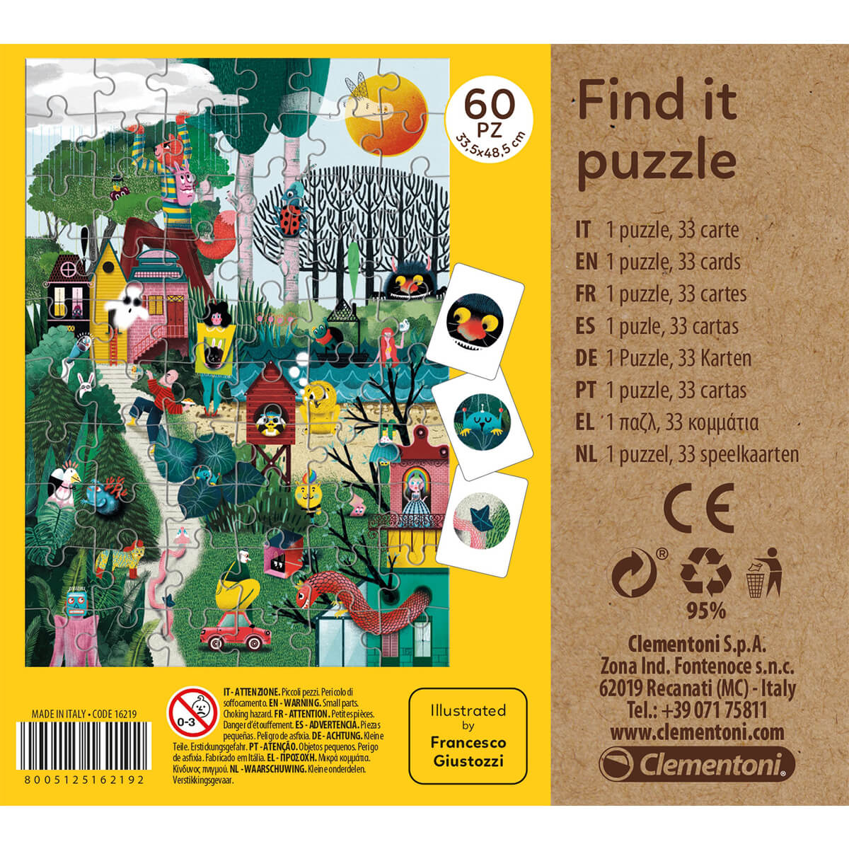 Puzzle Clementoni Encuentra mi Jardín de 60 piezas