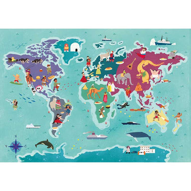 Puzzle Clementoni Mapa del Mundo - Tradiciones de 250 piezas