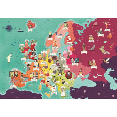 Puzzle Clementoni Mapa de Europa - Personajes Famosos de 250 piezas