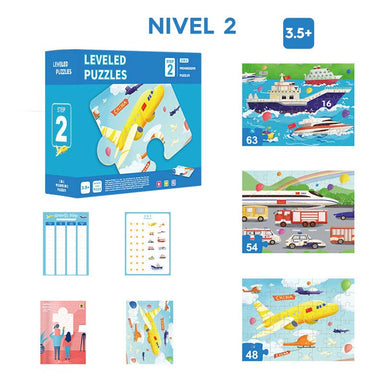 3 Puzzles sobre Transportes - Puzzle Infantil Nivel 2