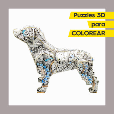 Perro Puzzle 3D para Colorear