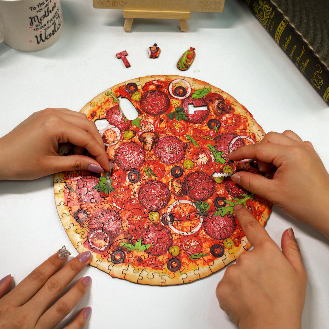 Puzzle Redondo Woodbests Pizza de 206 piezas