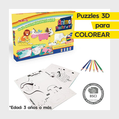 Zoo Puzzle 3D para Colorear